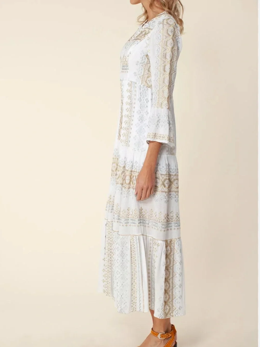 Hale Bob Lole White Embroidered Maxi Dress - Picture 3 of 16